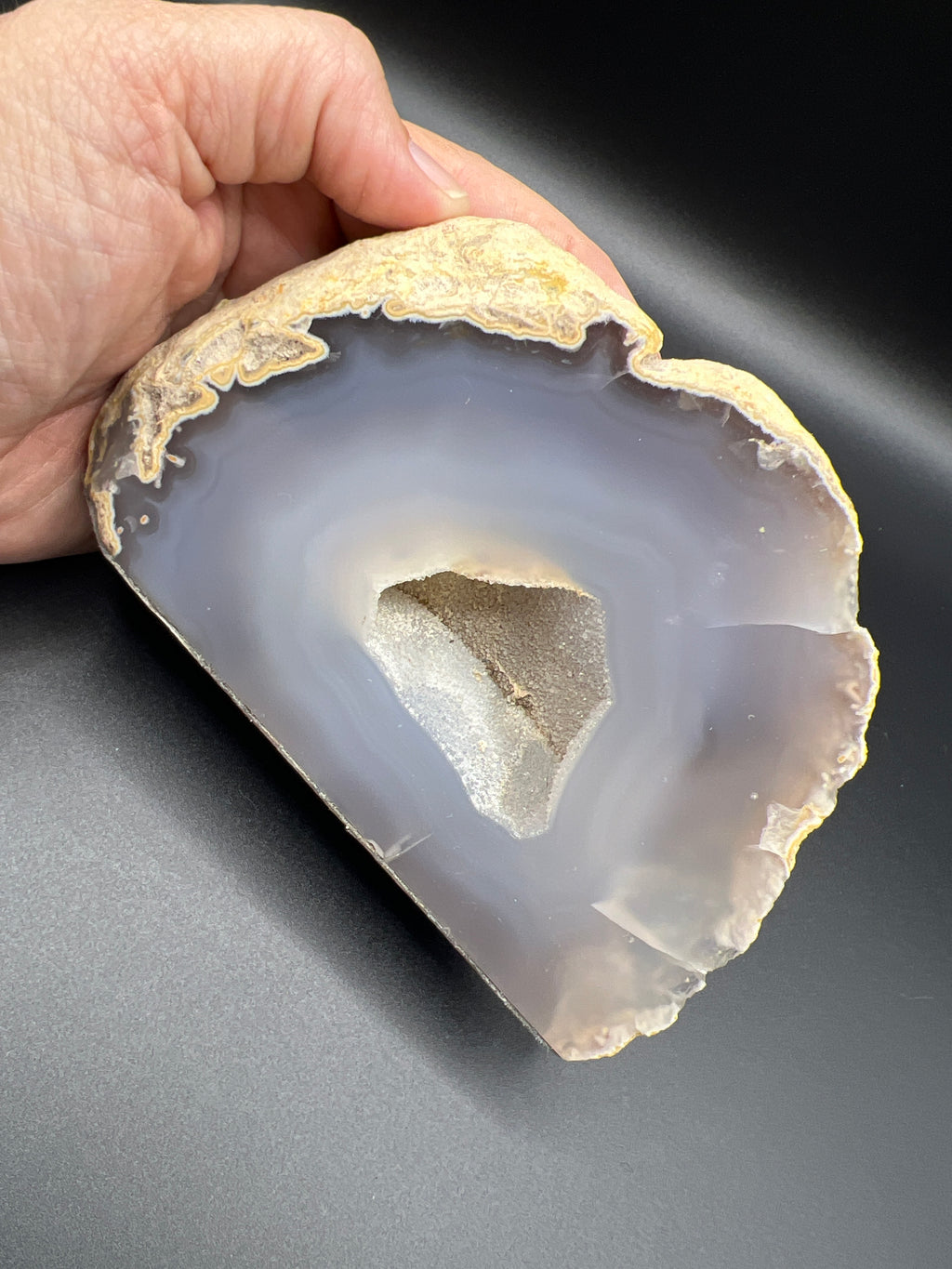 🖤 Brazilian Agate Geode Half — The Earth’s Hidden Chamber