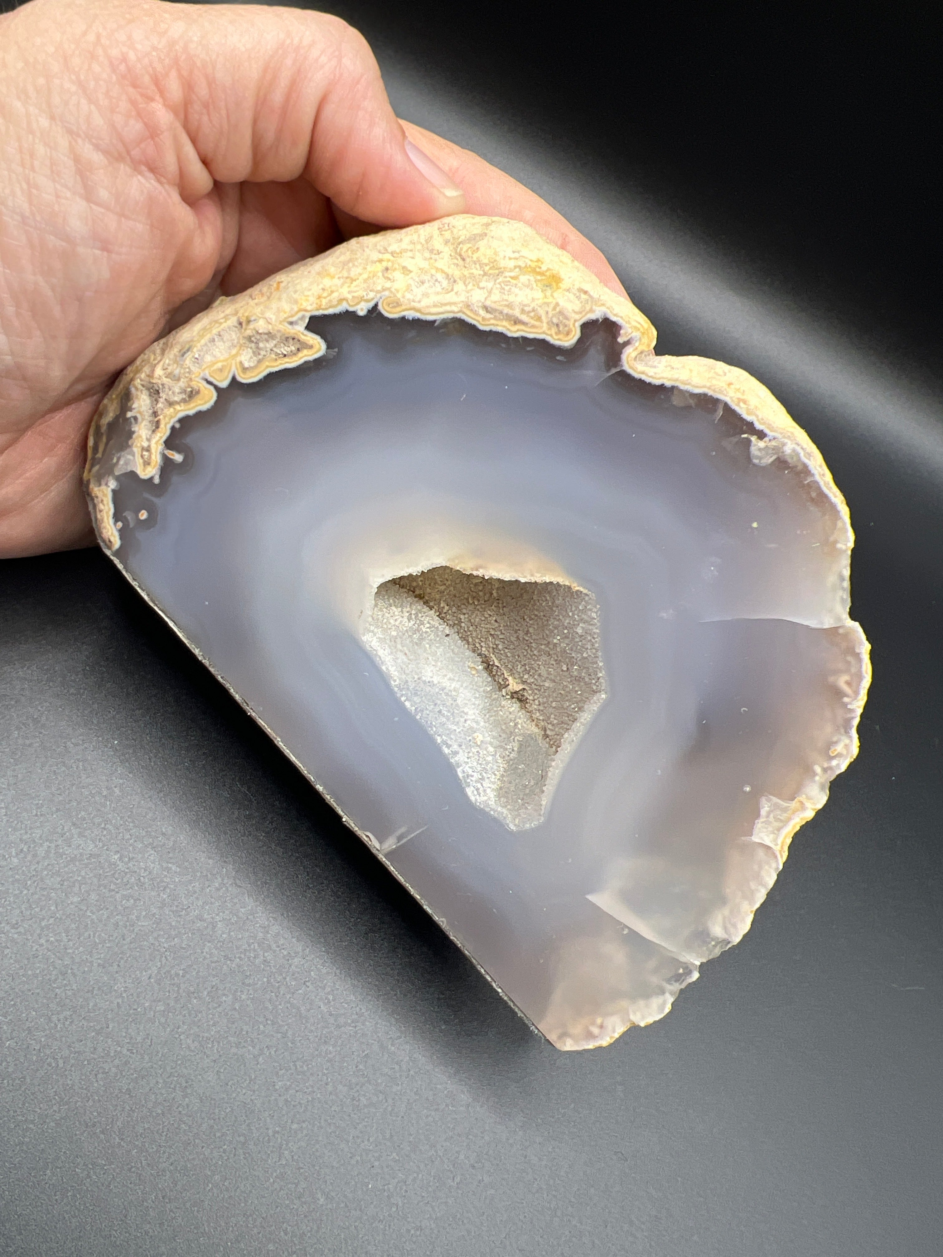🖤 Brazilian Agate Geode Half — The Earth’s Hidden Chamber