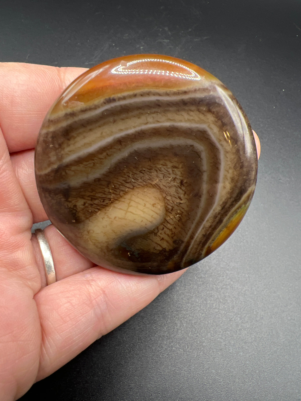 👁️ Gobi Eye Agate Palm Stone — The Ancient Watcher